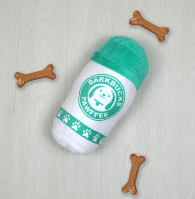 Squeaky Coffee Plush Dog Toy