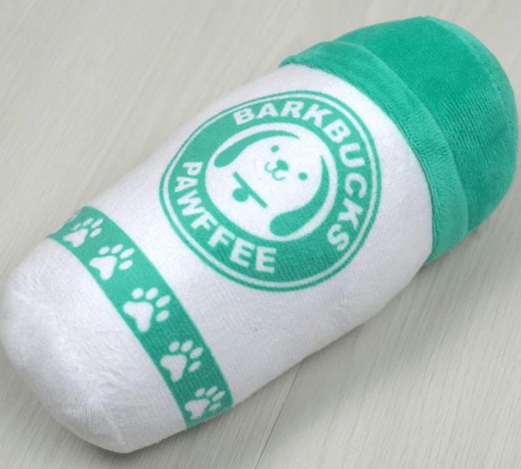 Squeaky Coffee Plush Dog Toy