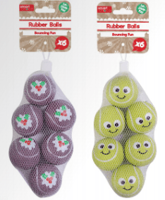 Christmas Rubber Bouncing Ball 6 Pack