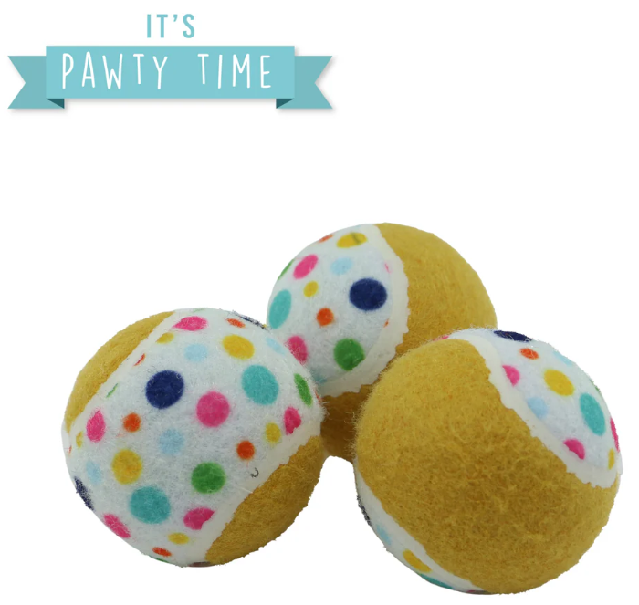 Ancol Pawty Tennis Balls (3 Pack)