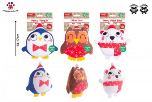 Christmas Squeaky Crinkle Animal Plush Dog Toy